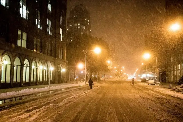 Snow from the last nor'easter to hit the city